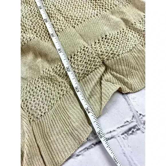 Open Front Sweater Large NWT - Pattern Lightweight Women's 3/4 Sleeve Tan Top - Picture 5 of 9